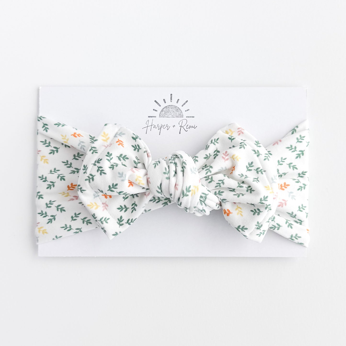 Teal Spring Leaves Brushed Baby Headband