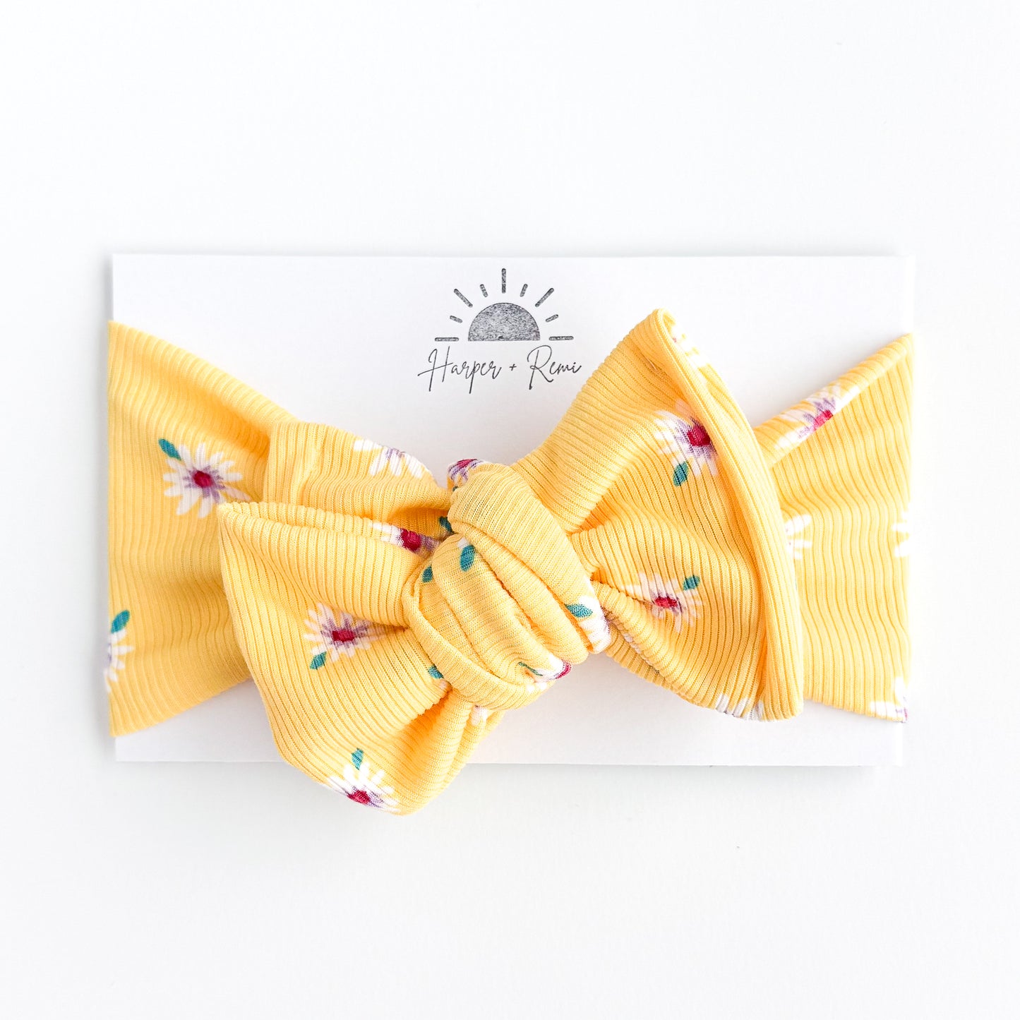 Yellow Daisies Ribbed Baby Headband