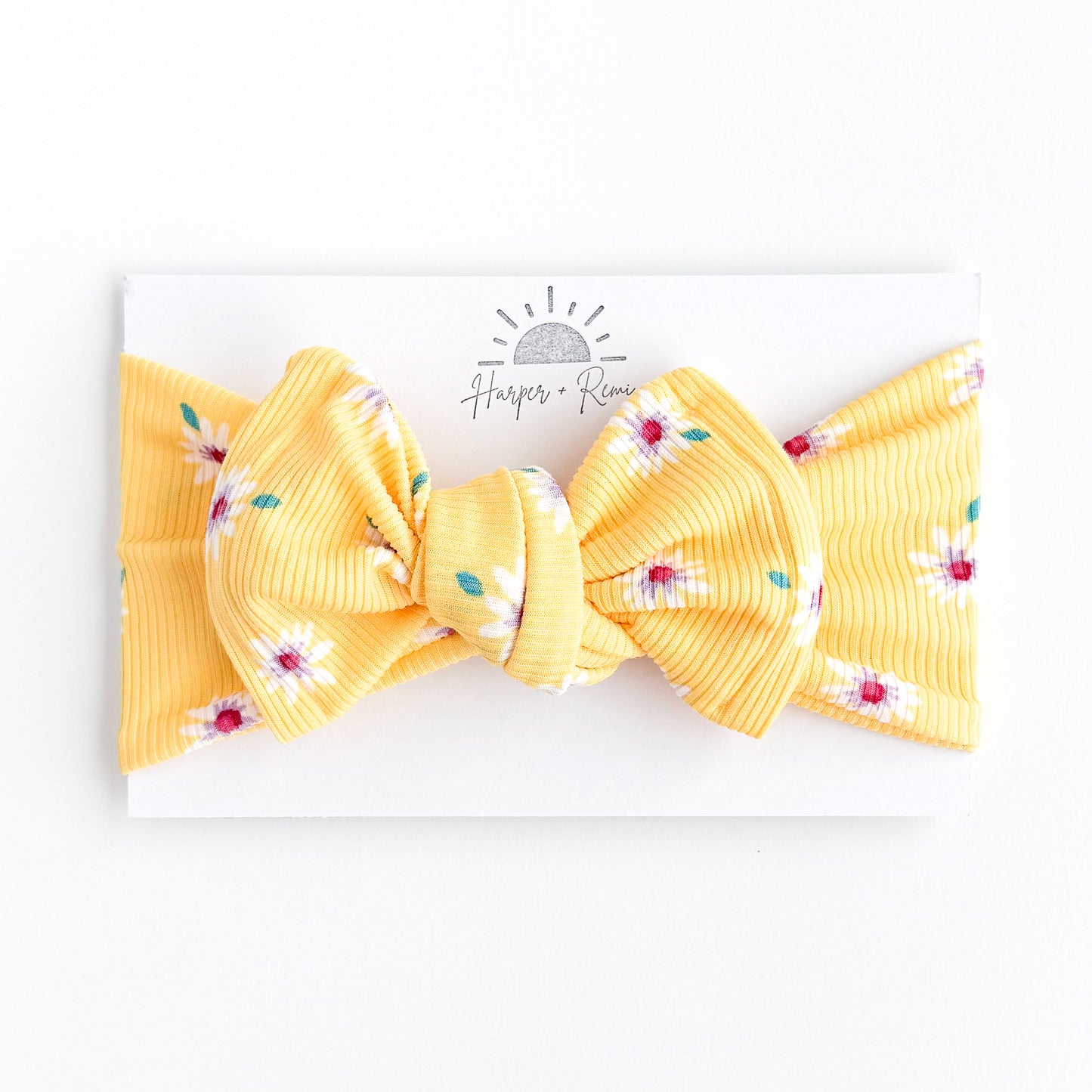 Yellow Daisies Ribbed Baby Headband