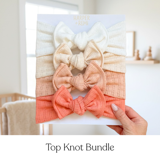 Bloom Essentials (Neutral + Coral) | Pointelle Baby Bow Bundle