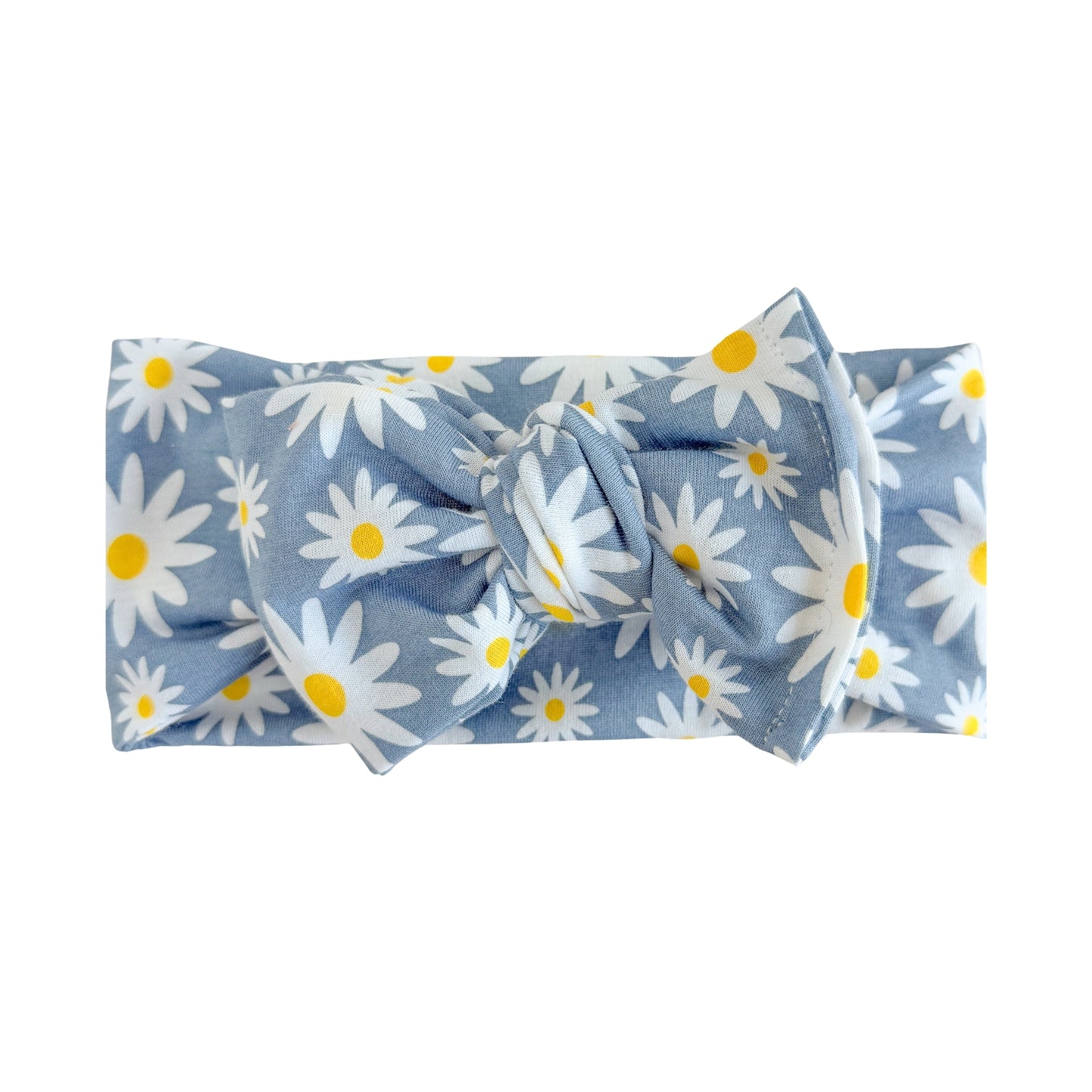 Blue Daisies Cotton Baby Headband