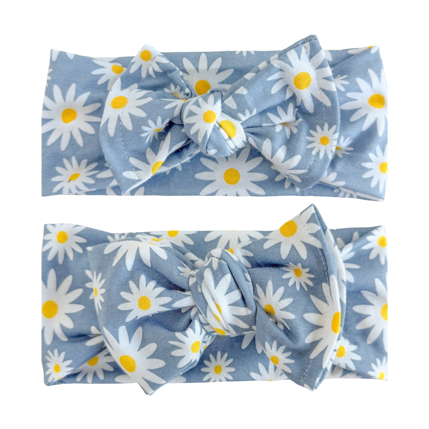 Blue Daisies Cotton Baby Headband