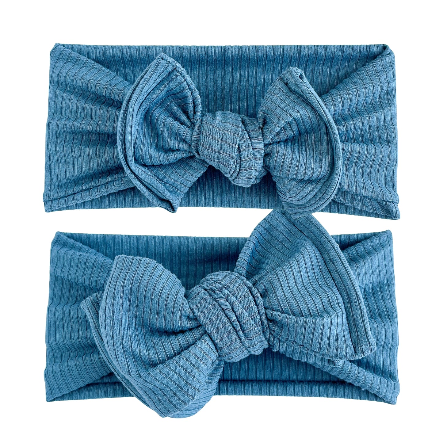 Blue Ribbed Baby Headband