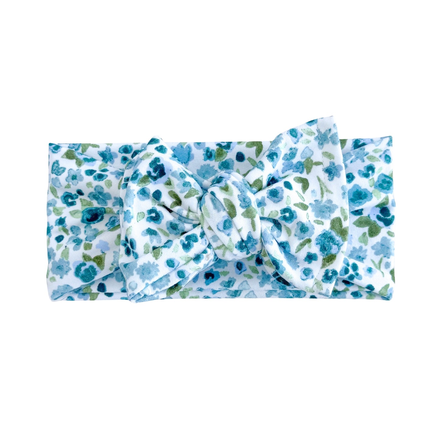 Blue Watercolor Floral Brushed Headband