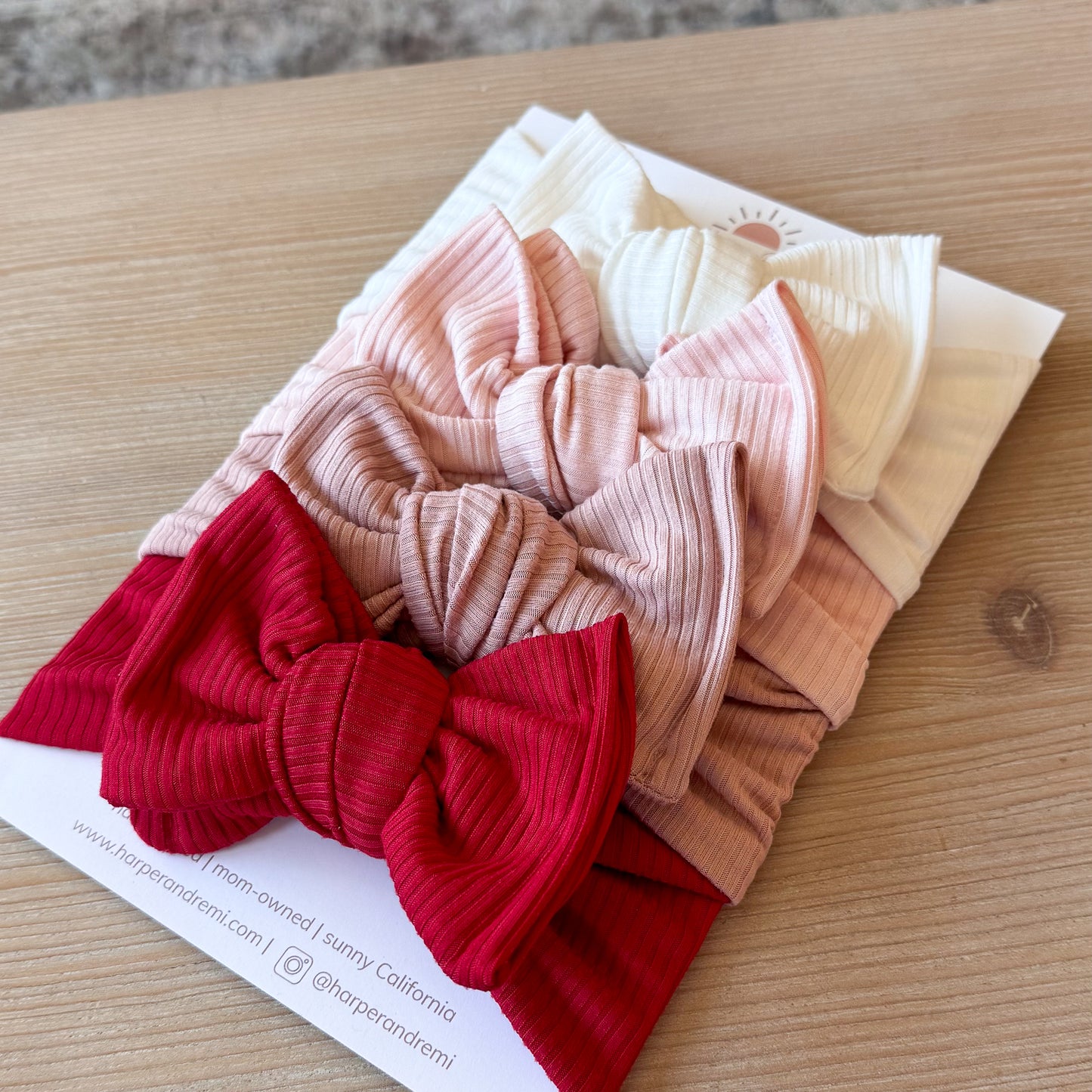 Ribbed Basics Bow Bundle | Blush + Red Solids
