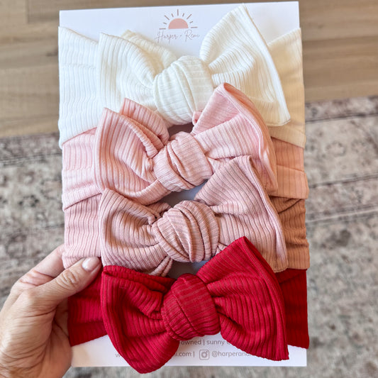 Berry Basics (Pink + Red) | Ribbed Baby Bow Bundle