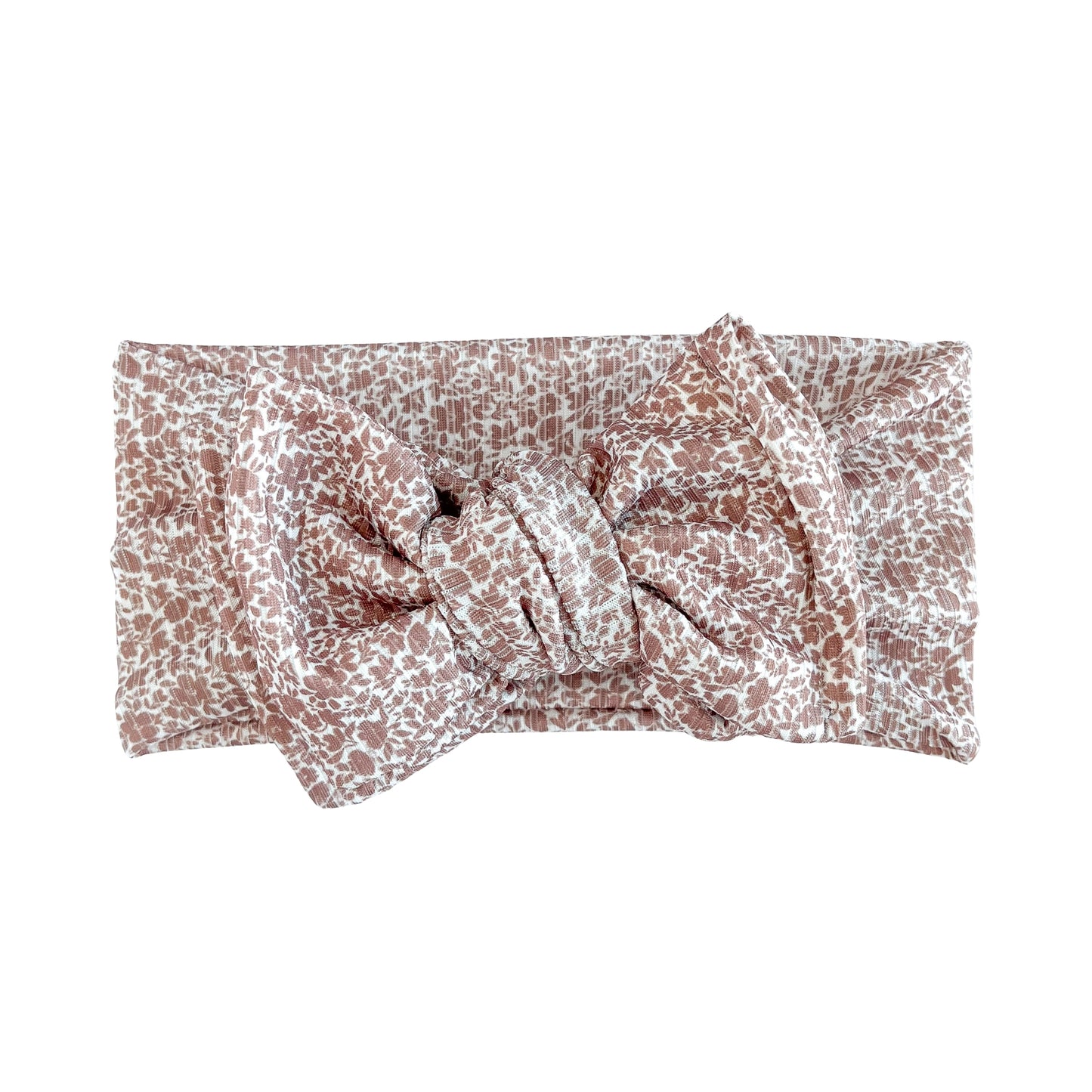 Vintage Floral Ribbed Baby Headband (Brown)