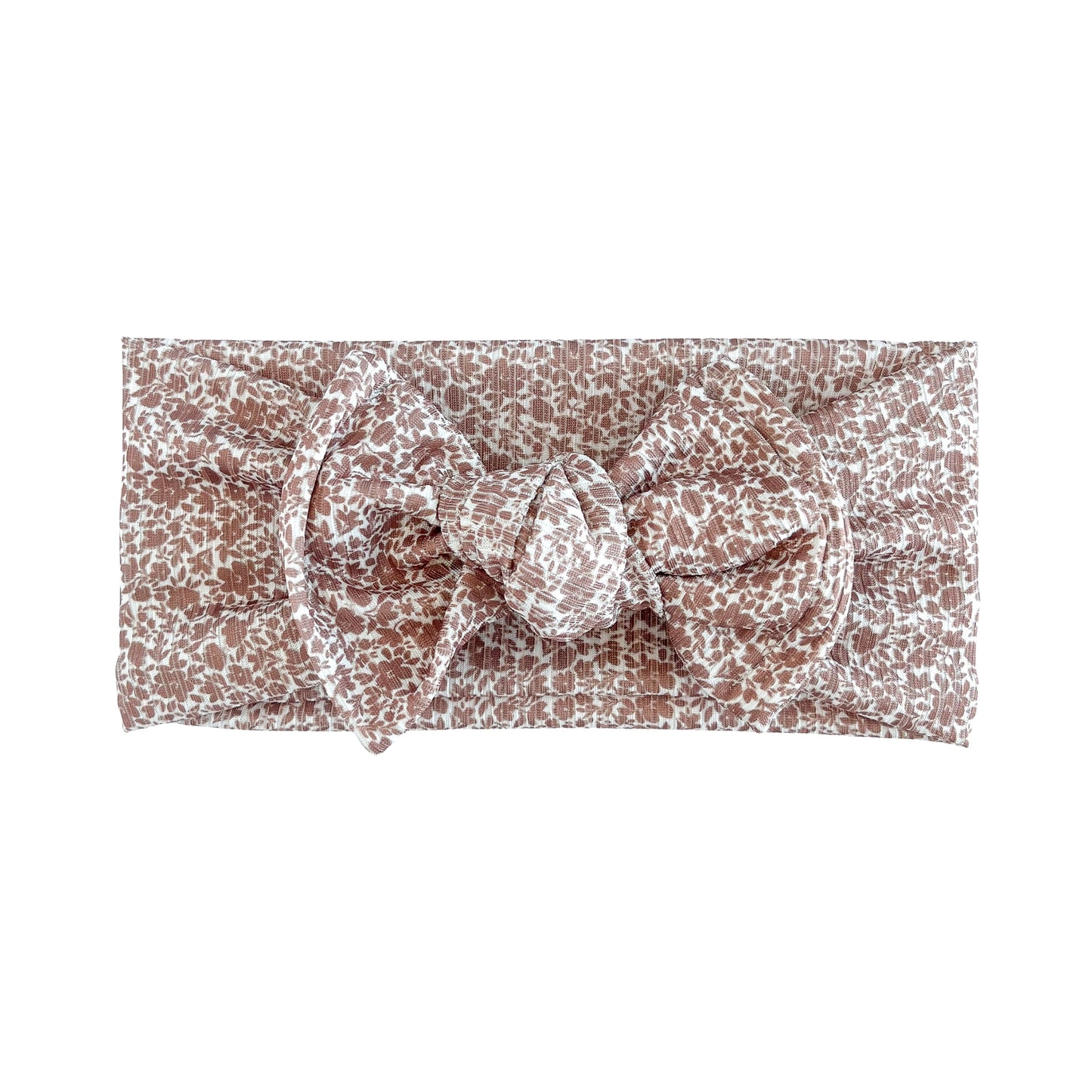 Vintage Floral Ribbed Baby Headband (Brown)