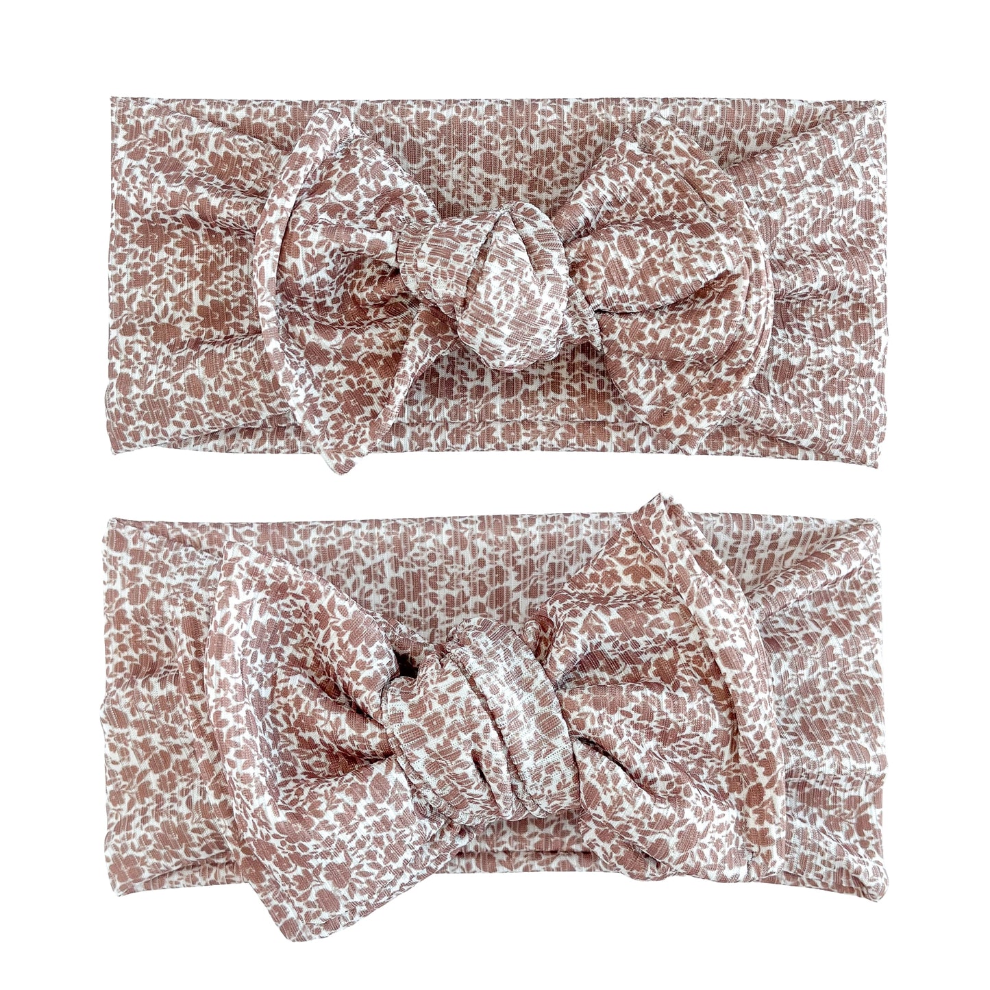 Vintage Floral Ribbed Baby Headband (Brown)
