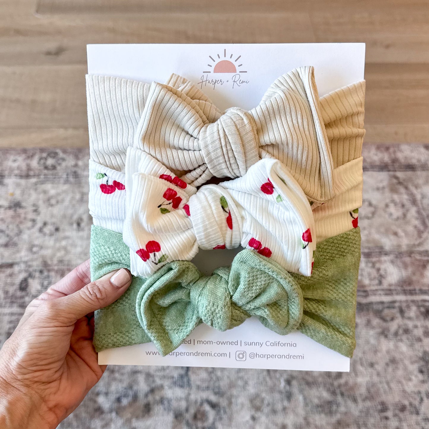Cherry Picnic | Fruit Print Baby Bow Bundle