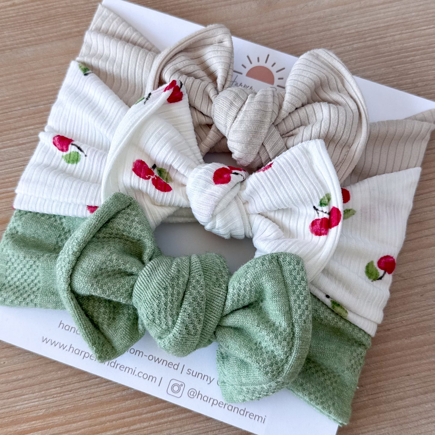 Cherry Picnic | Fruit Print Baby Bow Bundle