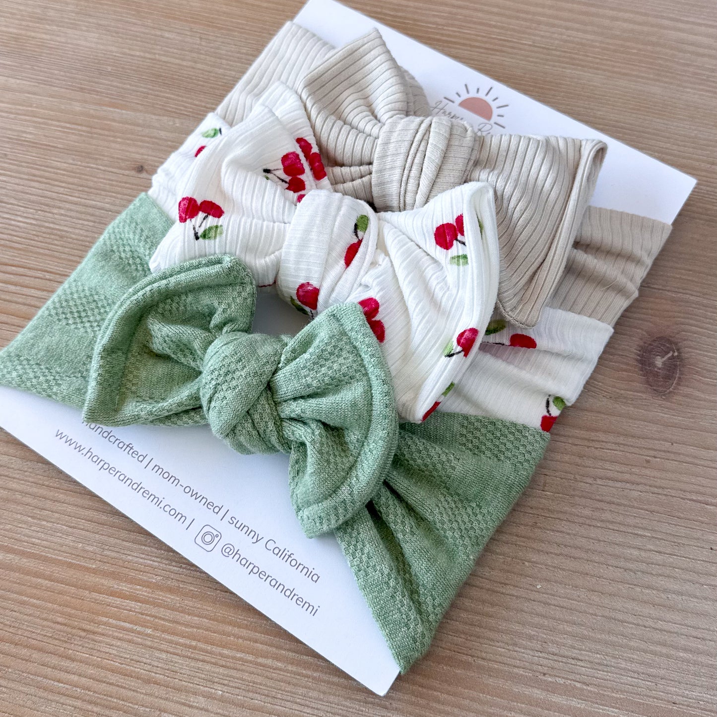 Cherry Picnic | Fruit Print Baby Bow Bundle