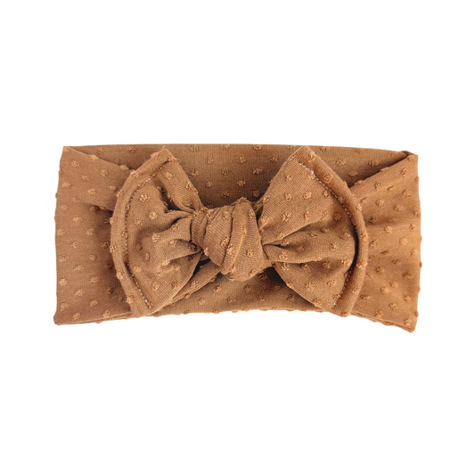 Chestnut Brown Swiss Dots Baby Headband