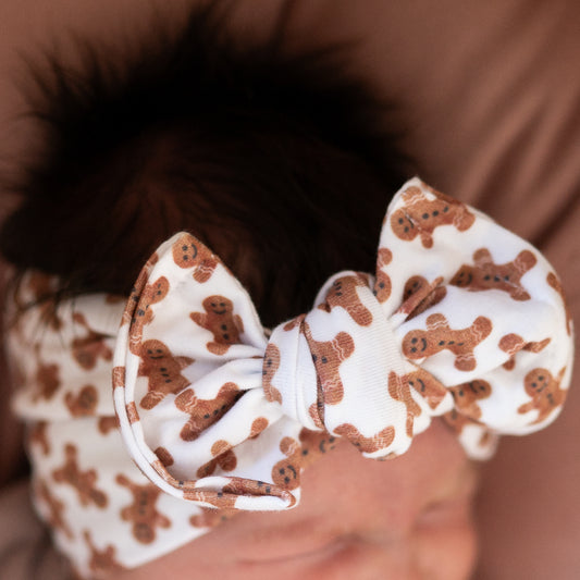 Tiny 🍪 Gingerbread Dreams | Holiday Cotton Baby Headband (Small Print)