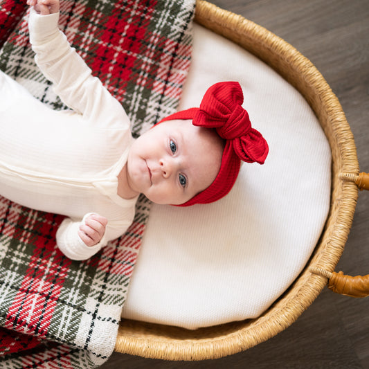 ๐ธ Pictured: Red Ribbed Oversized Bow, Newborn Size