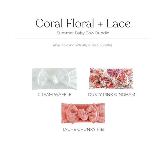 Coral Floral + Lace | Summer Baby Bow Bundle