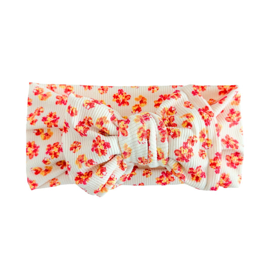 Coral Floral Ribbed Baby Headband