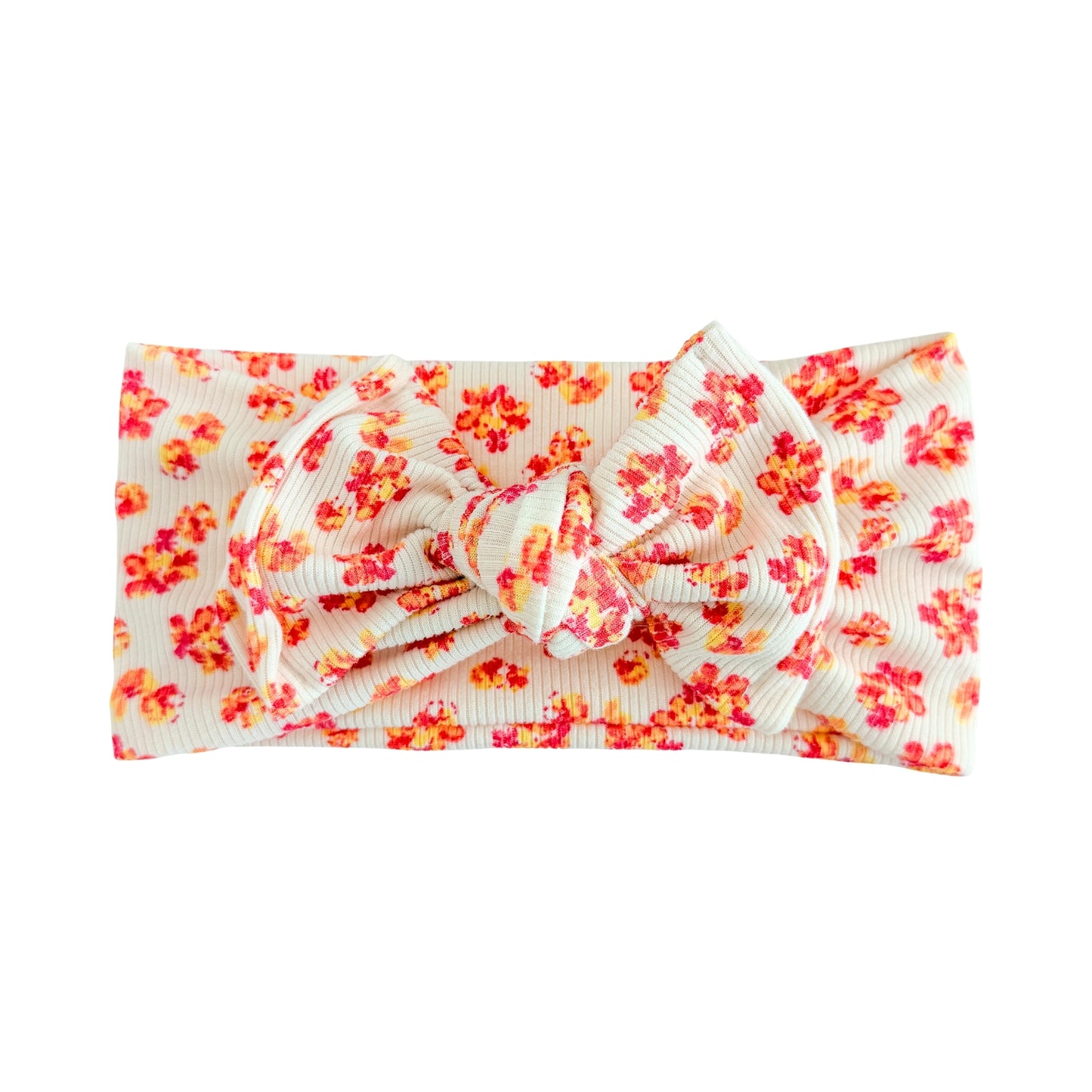 Coral Floral Ribbed Baby Headband