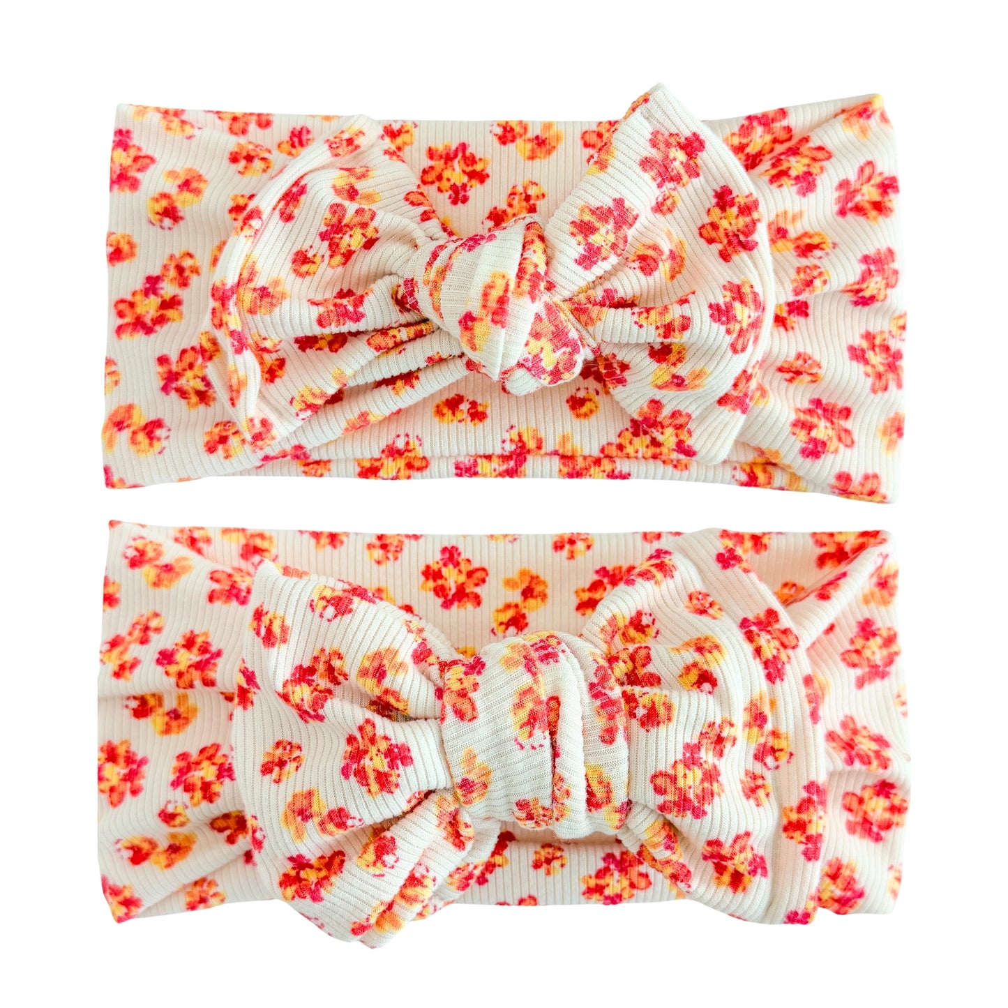 Coral Floral Ribbed Baby Headband
