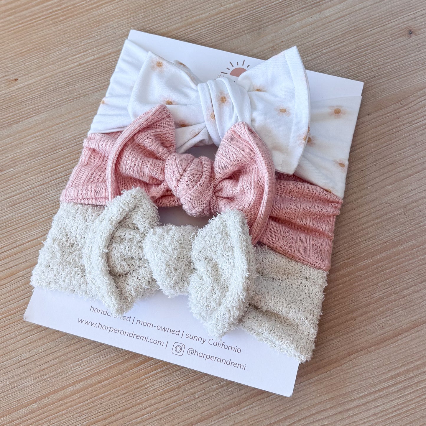 Dainty Pink Floral | Neutral Baby Bow Bundle
