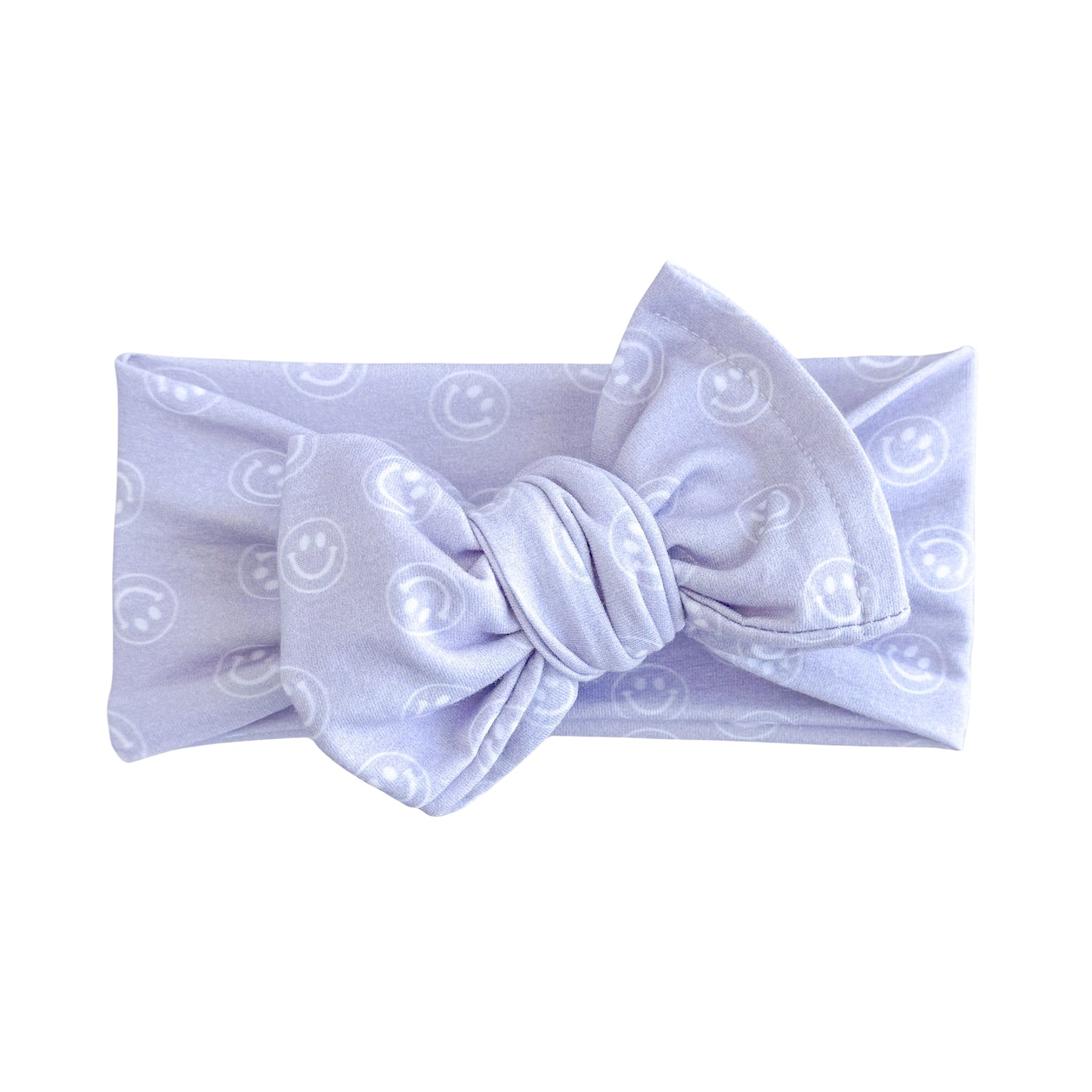 Dusty Purple Smiley Face Print Cotton Jersey Baby Headband