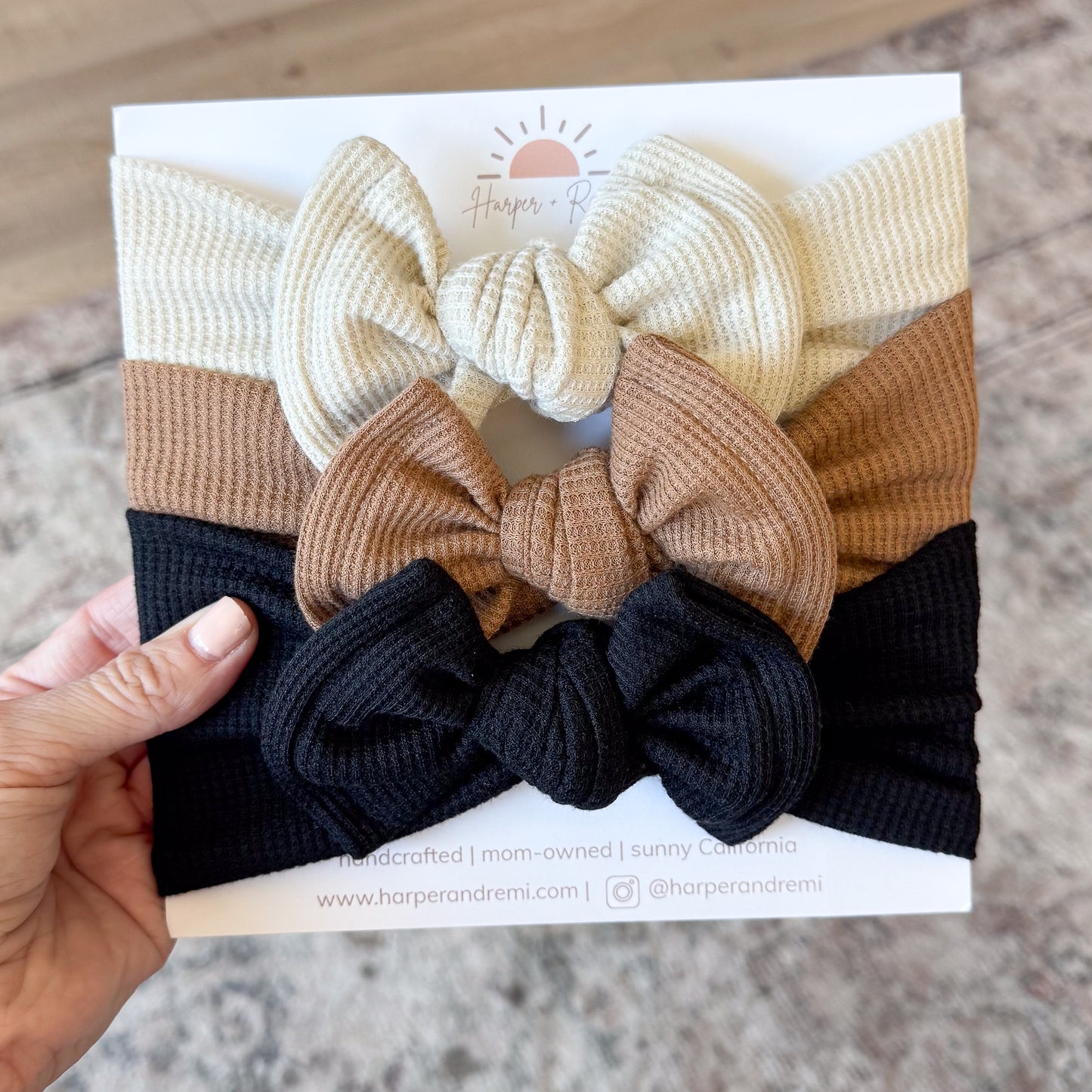 Waffle Basics Bow Bundle | Sand, Mocha & Black