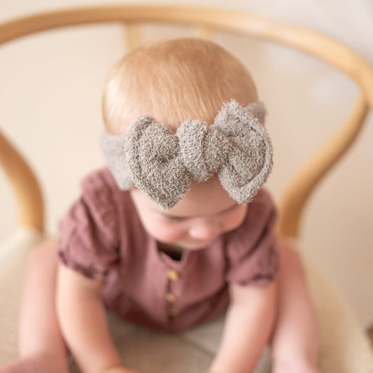 Fawn Gray Teddy Bear Baby Top Knot