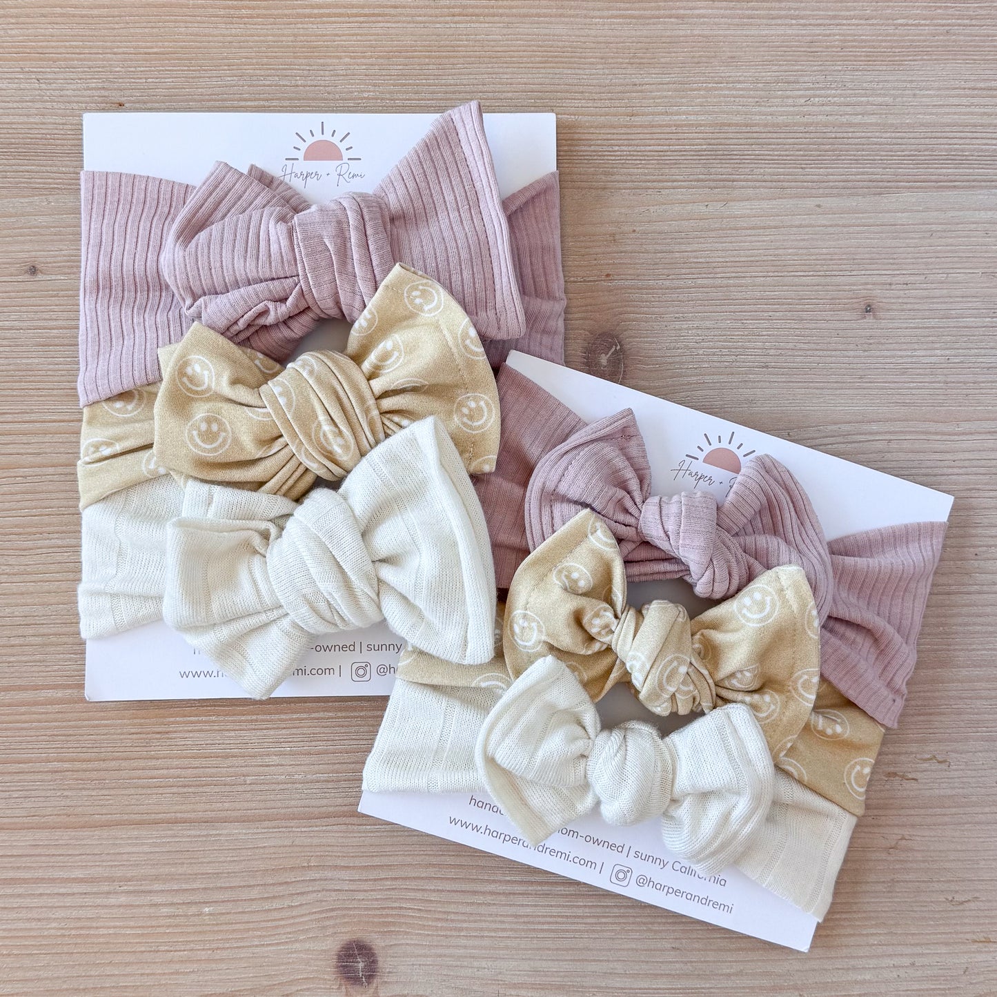 Golden Smilies | Neutral Baby Bow Bundle