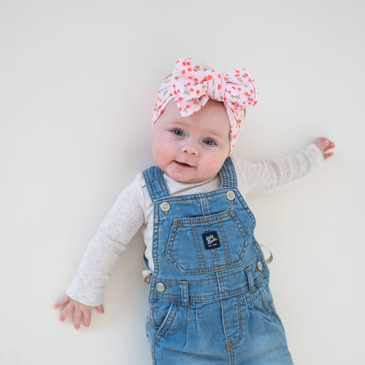 Light Pink Floral Ribbed Baby Headband