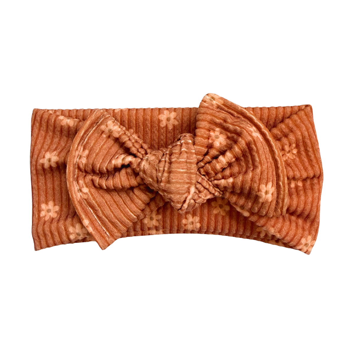 Rust Floral Chunky Ribbed Top Knot