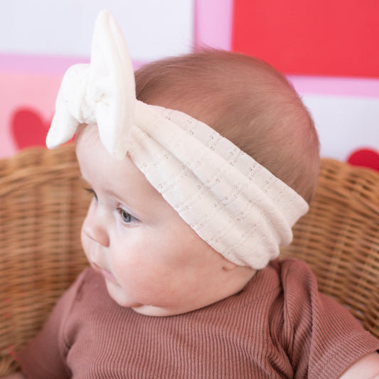 White Pointelle Baby Headband