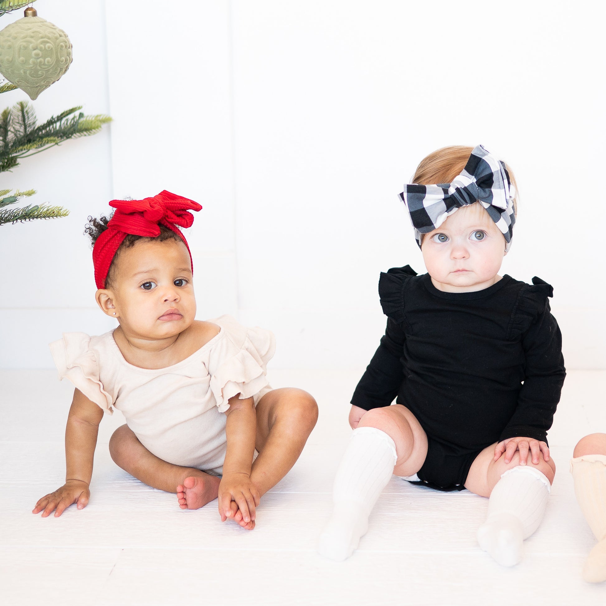 📸 Pictured Left to Right: Red Ribbed Oversized Bow, Baby Size / Buffalo Check Print Oversized Bow, Baby Size