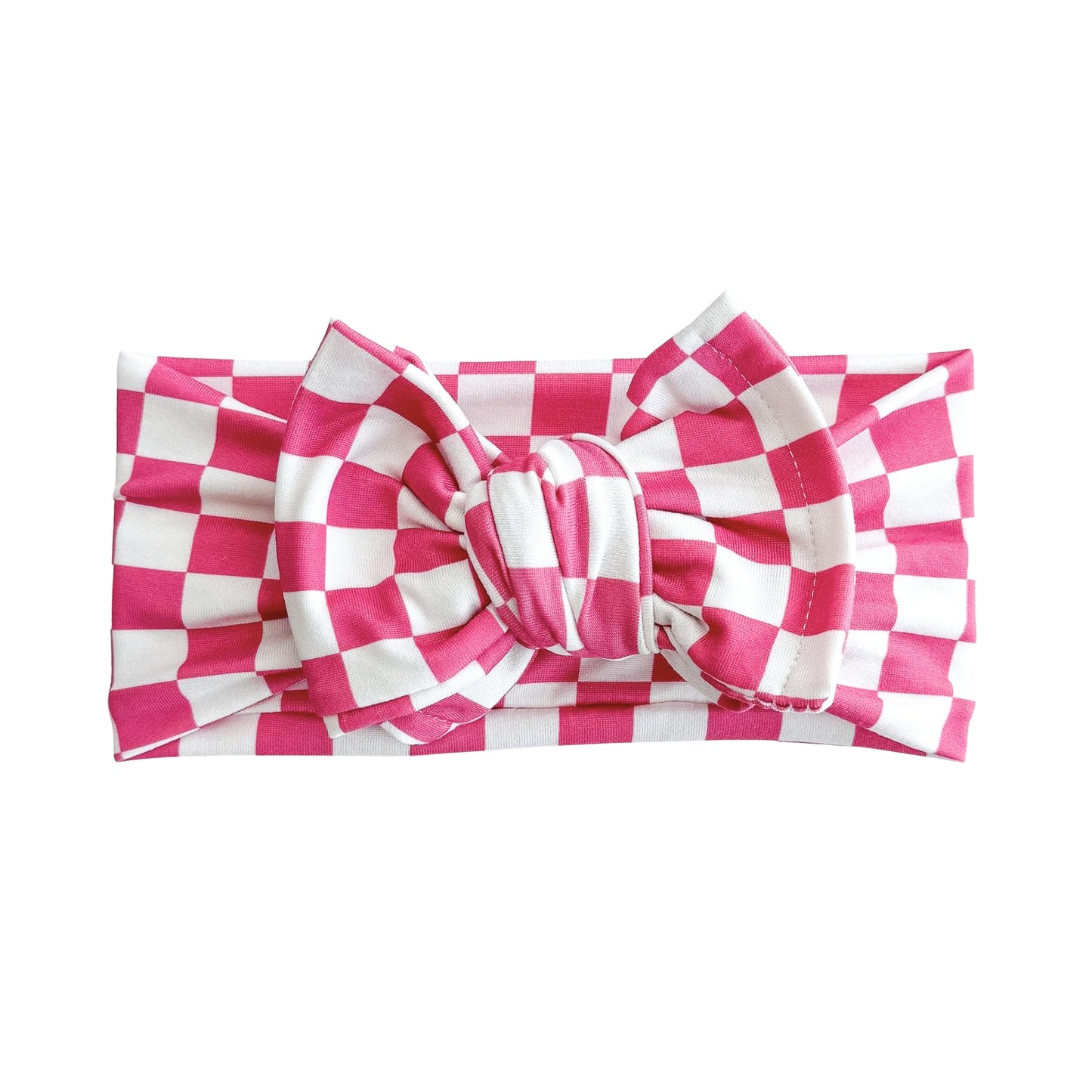 Pink Checkers Jersey Baby Headband