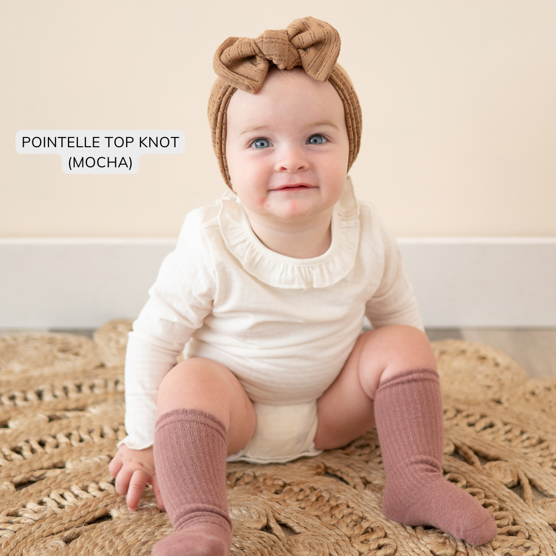 Mocha Pointelle Baby Headband