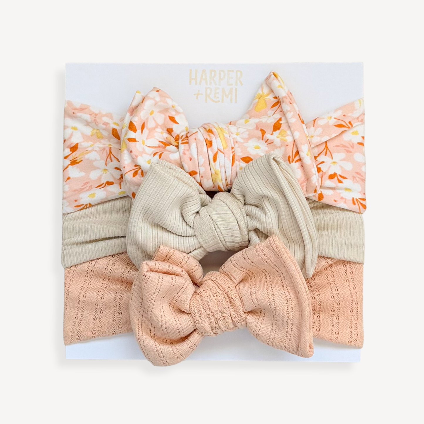 Set of baby headbands in packaging with a blurred background