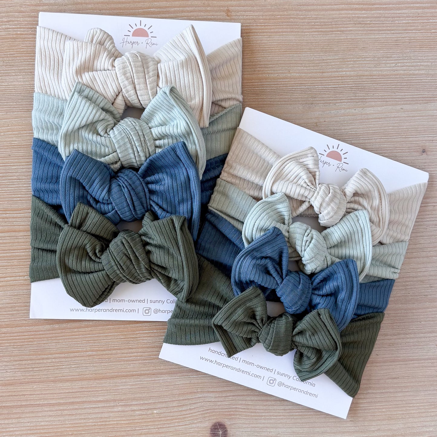 Seaside Basics (Blue + Green) | Ribbed Baby Bow Bundle