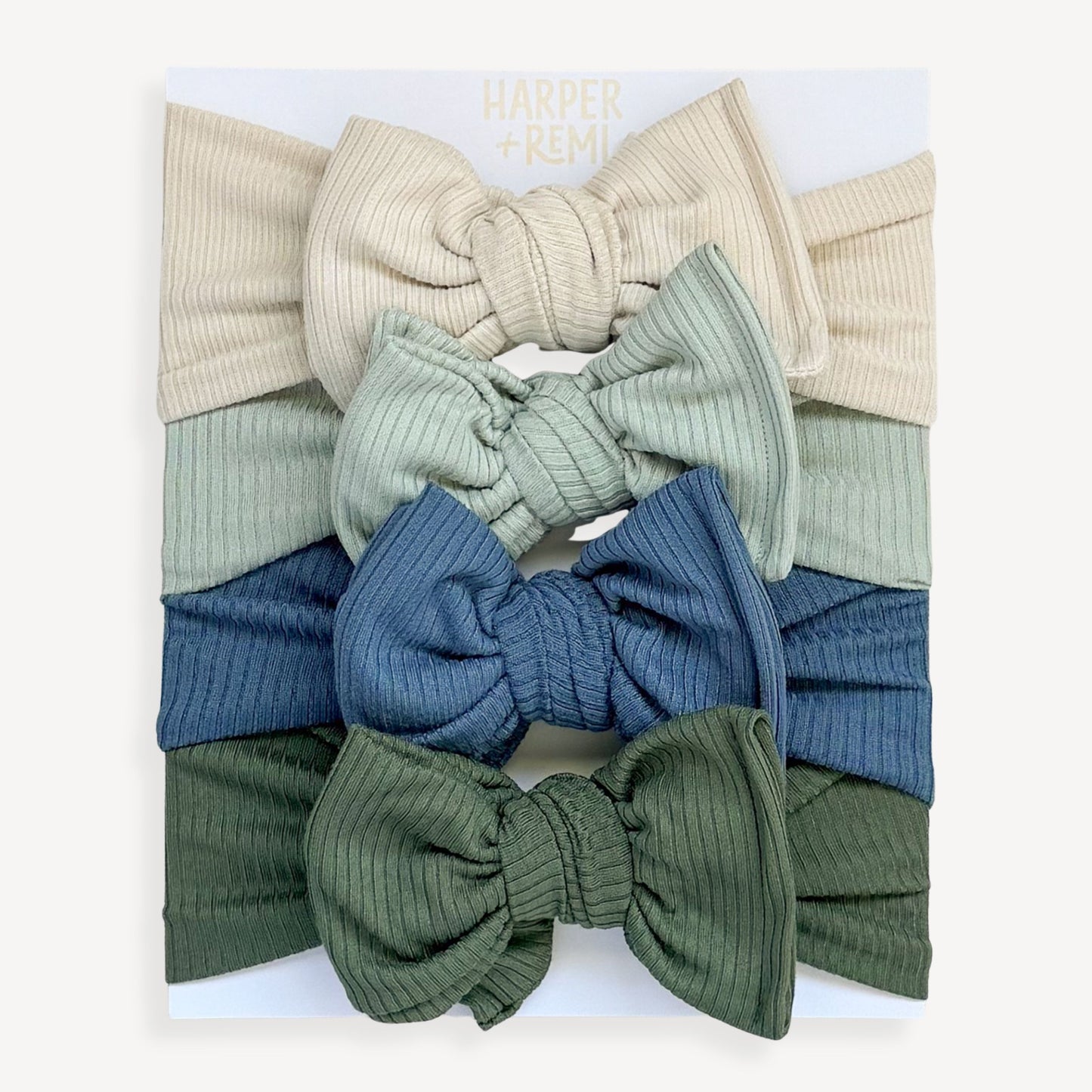 Seaside Essentials (Blue + Green) | Ribbed Baby Bow Bundle