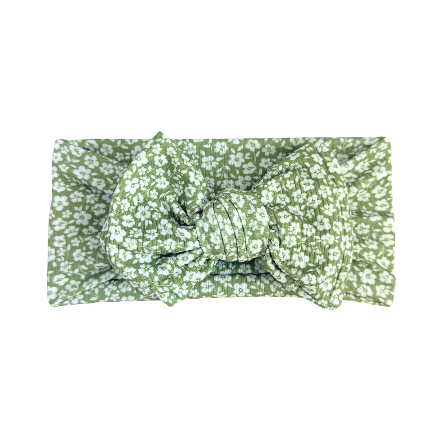 Ditzy Floral Ribbed Baby Headband (Sage)