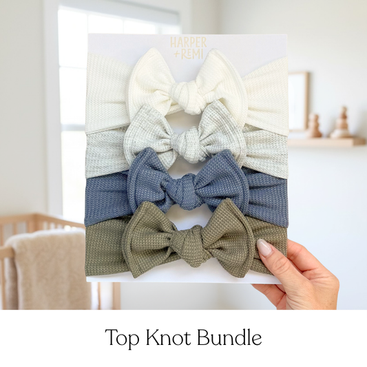 Seaside Essentials (Blue + Green) | Waffle Baby Bow Bundle