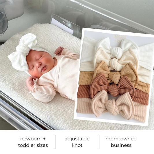 Signature Textures Sampler (Warm Neutrals) | Mixed Fabric Baby Bow Bundle