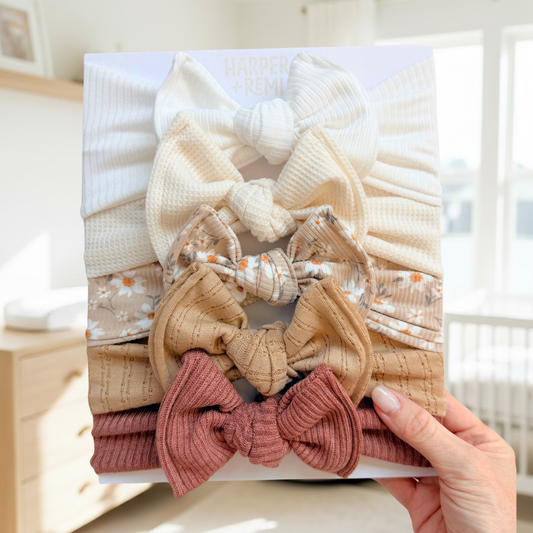 Signature Textures Sampler (Neutrals) | Mixed Fabric Baby Bow Bundle