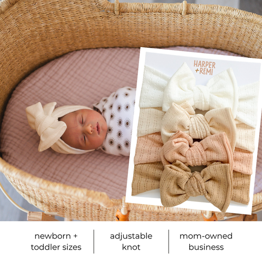Sugar & Spice Essentials (Neutral + Blush) | Pointelle Baby Bow Bundle