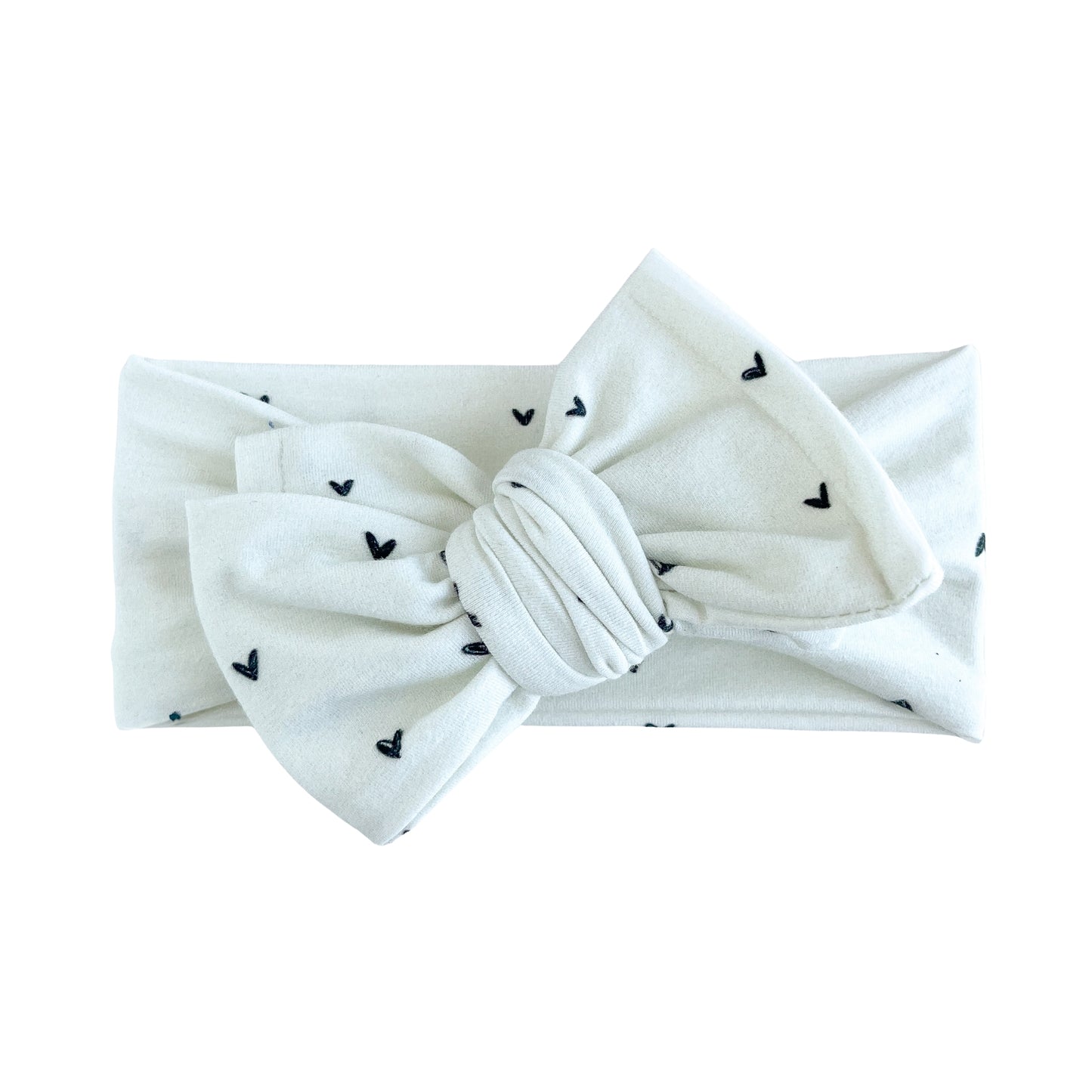 Tiny Black Heart Print Cotton Jersey Baby Headband