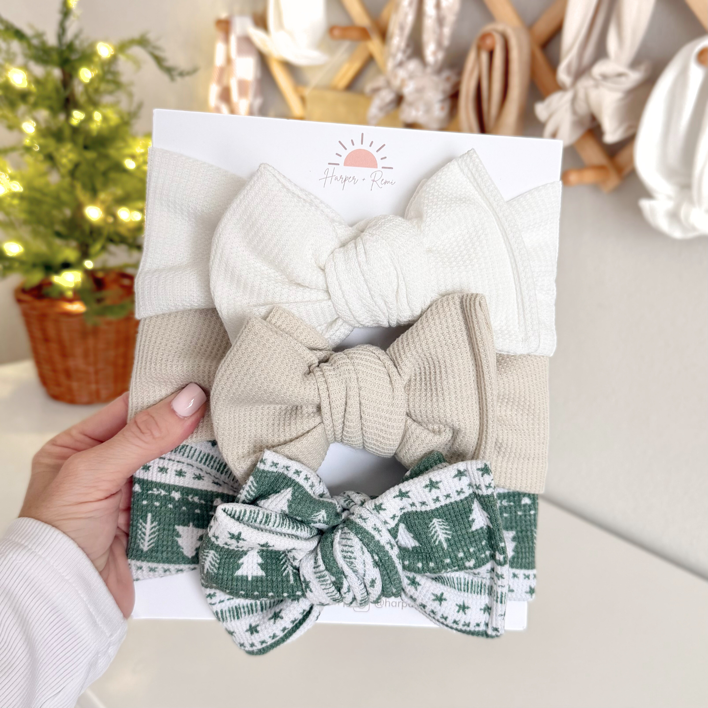 Holiday Classics | Waffle Baby Bow Bundle (Festive + Everyday Neutrals)