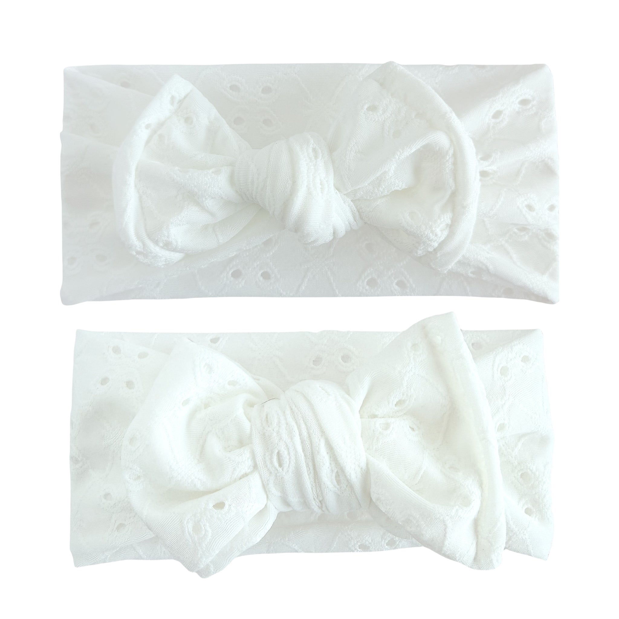White Eyelet Baby Headband, Top Knot or Oversized Bow Style  display picture 1