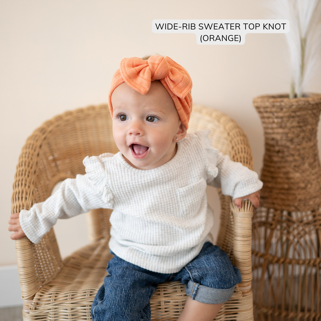 Orange Sweater Wide Ribbed Baby Headband