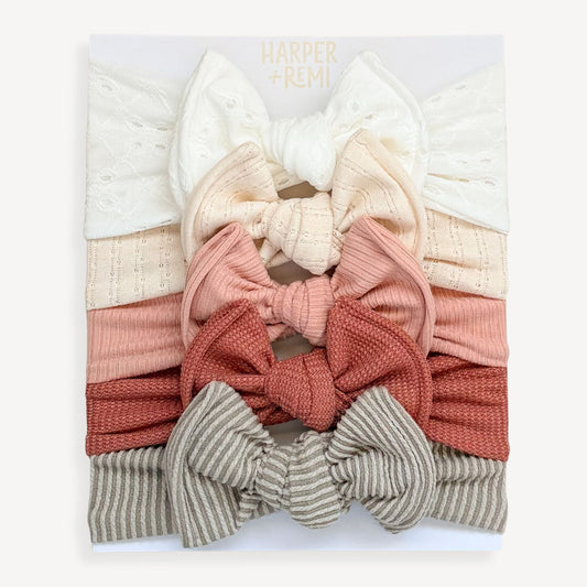 Signature Textures Sampler (Warm Pink) | Mixed Fabric Baby Bow Bundle