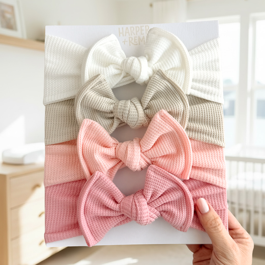 Everyday Essentials (Neutral + Pink) | Waffle Baby Bow Bundle