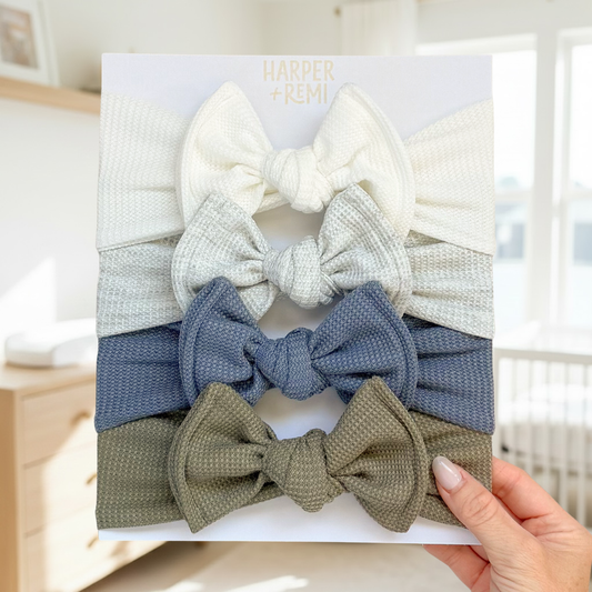 Seaside Essentials (Blue + Green) | Waffle Baby Bow Bundle