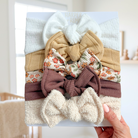 Signature Textures Sampler (Spiced Autumn) | Mixed Fabric Baby Bow Bundle
